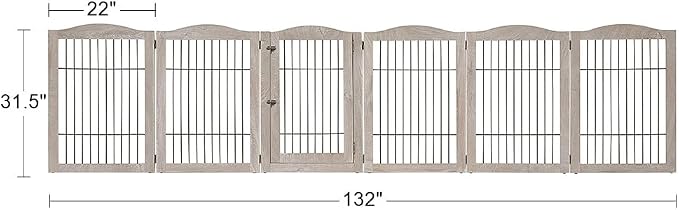 unipaws 132" Extra Wide Dog Gate and Pet Playpen, Free Standing Tall Fence - Image 6