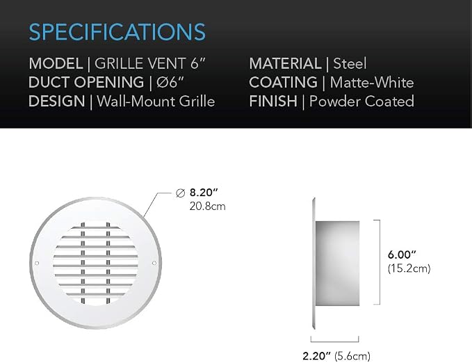 AC Infinity Wall-Mount Duct Grille Vent - Image 4