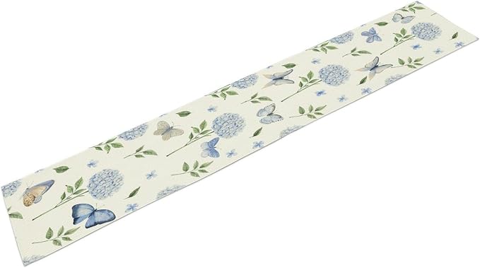 Hydrangea Butterfly Table Runner, Seasonal Spring Summer Table Runner - Image 8