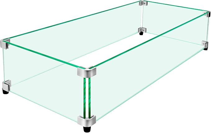 Fire Pit Wind Guard, Thick Glass and Easy Installation by ProtectYourOutdoorProductsforLongerLife
