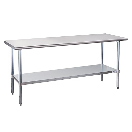 Profeeshaw Stainless Steel Prep Table 72x24 Inch NSF Commercial Work Table by Profeeshaw
