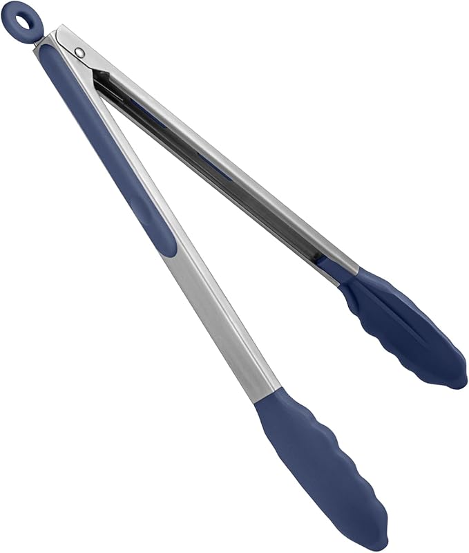 Tongs with Locking Tab, Silicone Tips and 18/8 Stainless Steel