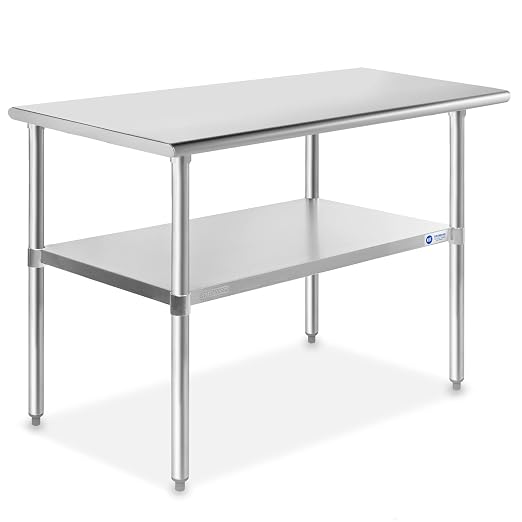 GRIDMANN Stainless Steel Work Table 48 x 24 Inches, NSF Commercial Kitchen Prep by GRIDMANN