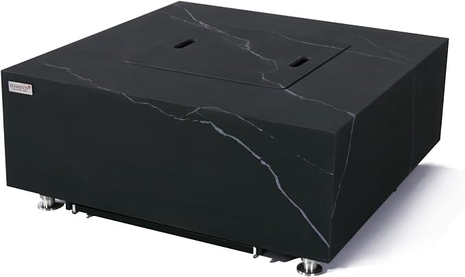 Elementi+ | Sofia Gas Fire Pit | Marble Porcelain & Metal Frame | 40" Square - Image 7