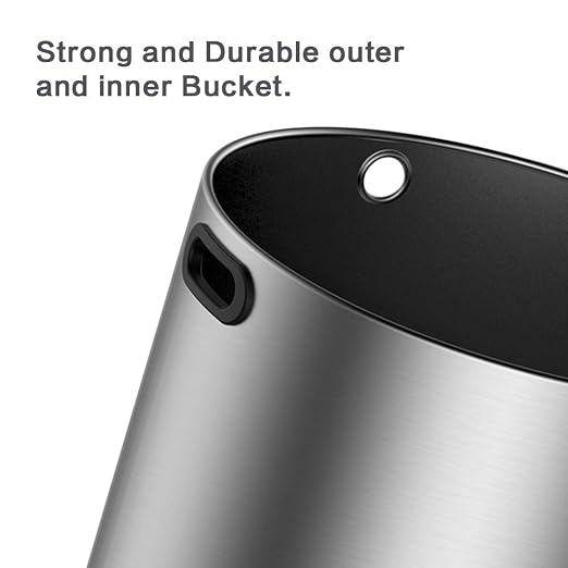 71 Liter / 18.8 Gallon Commercial Open Top Trash Can, Big Capacity, Brushed - Image 3