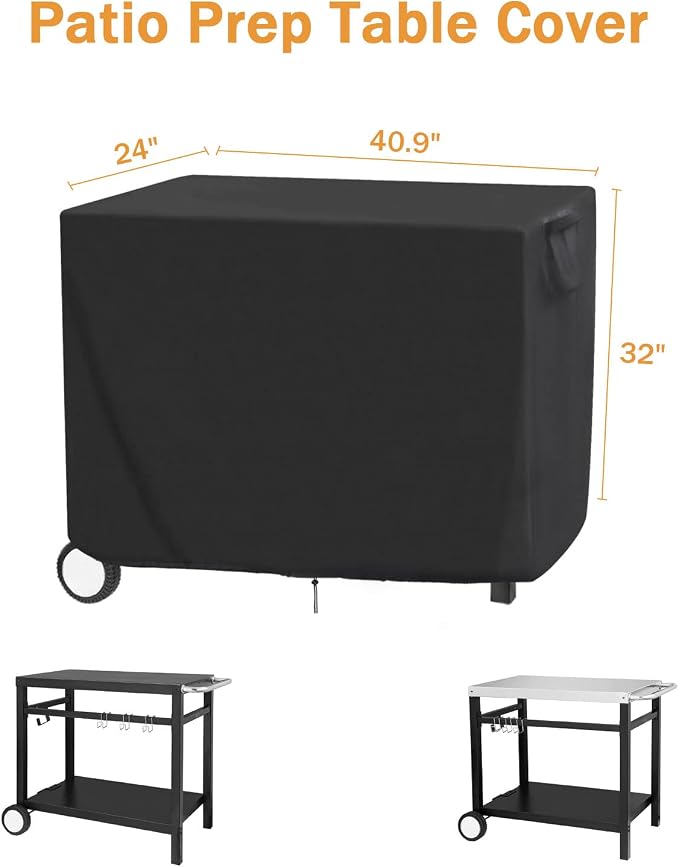 Outdoor Prep Table Cover for Royal Gourmet Movable Dining Cart Table 40"x24"x32" - Image 7