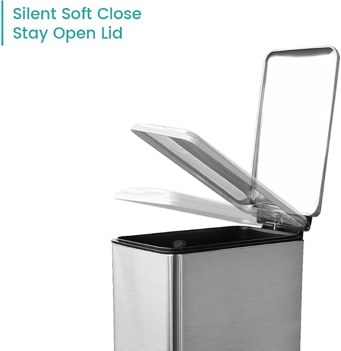 12 Gallon Slim Kitchen Trash Can, Metal Trash Can - Image 5