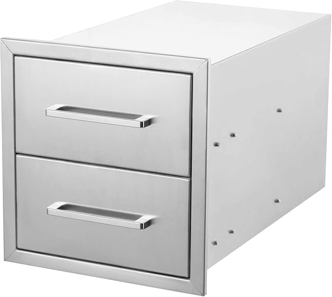 Outdoor Kitchen Drawers Stainless Steel 2-Drawer BBQ Drawer 14" W x 15" H x 23" by Unknown