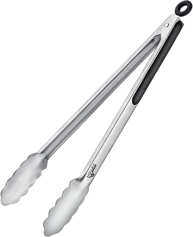 Hotec Stainless Steel Kitchen Tongs, 16 Inch Extra Long Locking Metal Food Tongs by Hotec