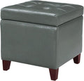 Homebeez Tufted Faux Leather Storage Ottoman Square Cube Foot Rest Stool by Homebeez