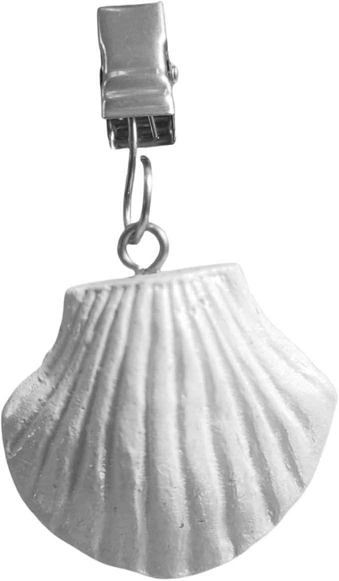 TwoFish Home Set of 4 White-Shell Resin Tablecloth Weights Clips White-Shell - Image 4