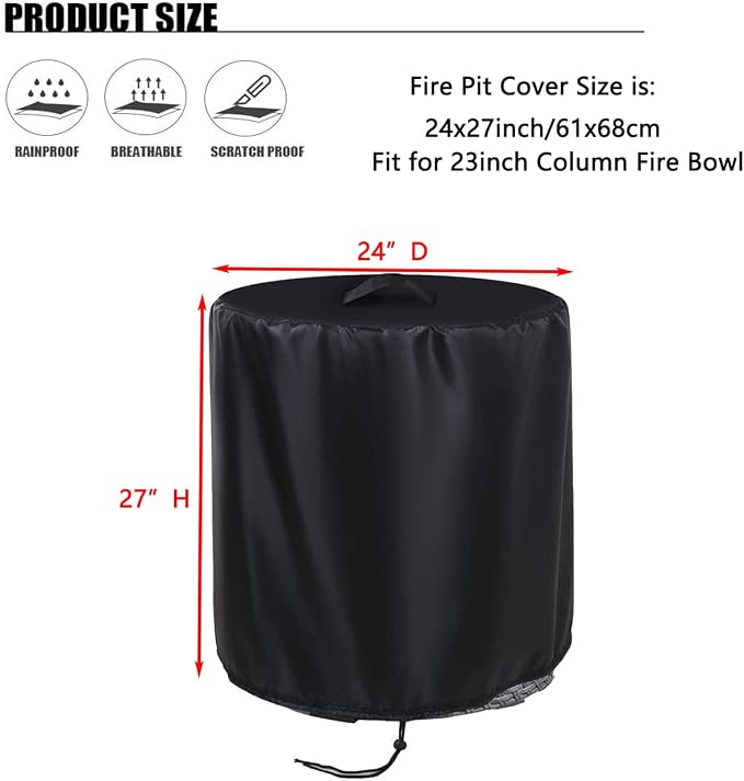 POMER Fire Column Cover, 24inch Round Fire Pit Covers Column Fire Bowl - Image 3