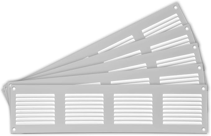 Repa Market 5-Pack Air Vent Cover 16x4 Inch White Galvanized Steel Louvered by RepaMarket