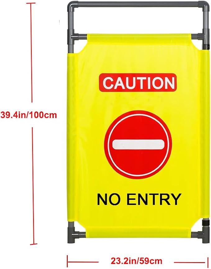 4 Panels 7.8FT Foldable Safety Barricade Security Sign Barrier Heavy Duty PVC - Image 2