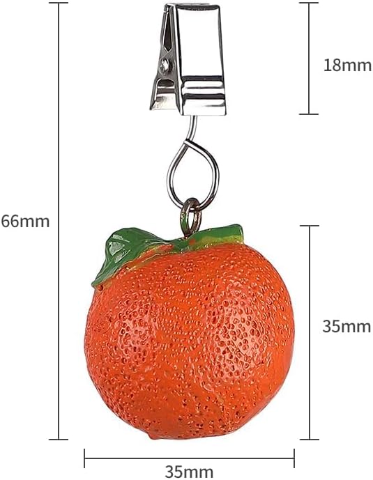 TwoFish Home Set of 4 Orange Fruits Resin Tablecloth Weights Clips Orange - Image 4