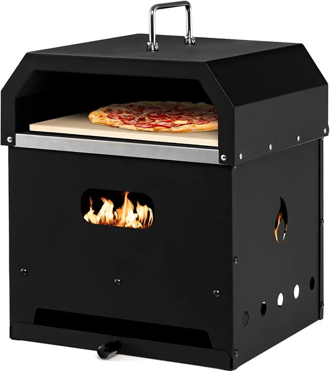 Giantex 4-in-1 Outdoor Pizza Oven Wood Fired, 2-Layer Pizza Maker Grill - Image 9