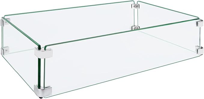 Fire Pit Wind Guard, 41.5 Square Fire Pit Glass Wind Guard, Made of Clear by ProtectYourOutdoorProductsforLongerLife