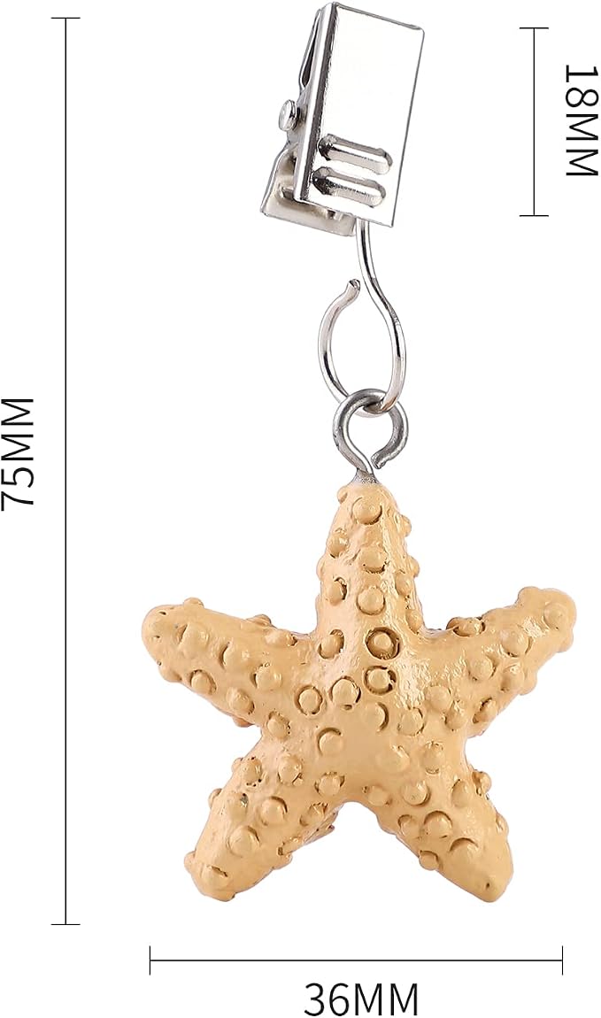 TwoFish Home Set of 4 Yellow Starfish Resin Tablecloth Weights Clips Yellow - Image 3