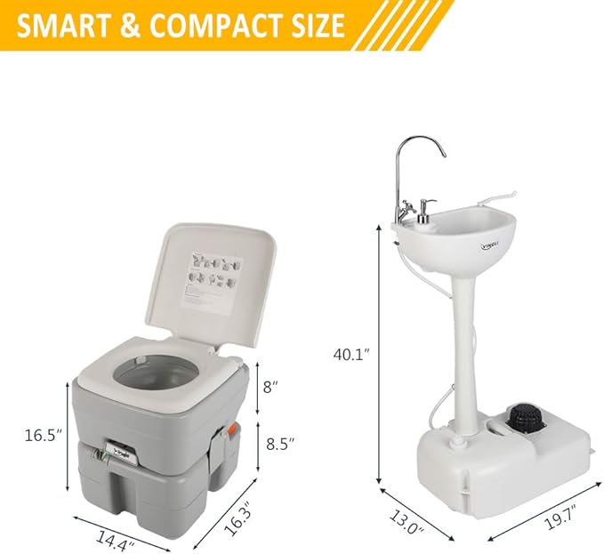 VINGLI Upgraded Portable Sink and Toilet Combo| Self-contained 5 Gal Hand - Image 7