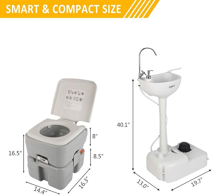 VINGLI Portable Sink and Toilet Combo| Self-contained 5 Gal Hand Washing - Image 6