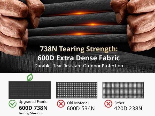 QH.HOME Fire Pit Cover Square Heavy Duty Fabric 100% Waterproof, Fits Outdoor - Image 3