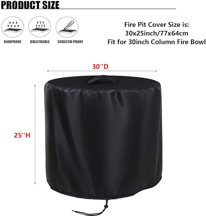 POMER Fire Pit Cover, 30inch Round Fire Pit Cover - Image 3