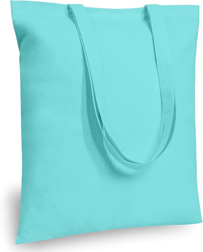 TOPDesign 6-Pack Economical 16"x15" Aqua Blue Cotton Tote Bags, Lightweight by TOPDesign