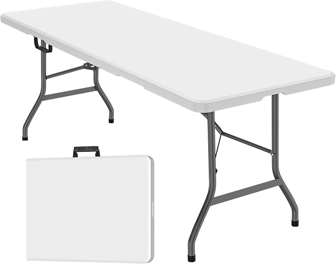 FWTI Deal Folding Table 6ft, Heavy Duty Portable, Built in Carrying Handle & by FWTIDEAL
