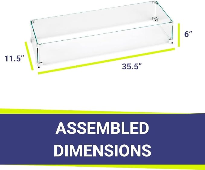 35.5" X 11.5" X 6” Linear Glass Flame Guard - Image 2