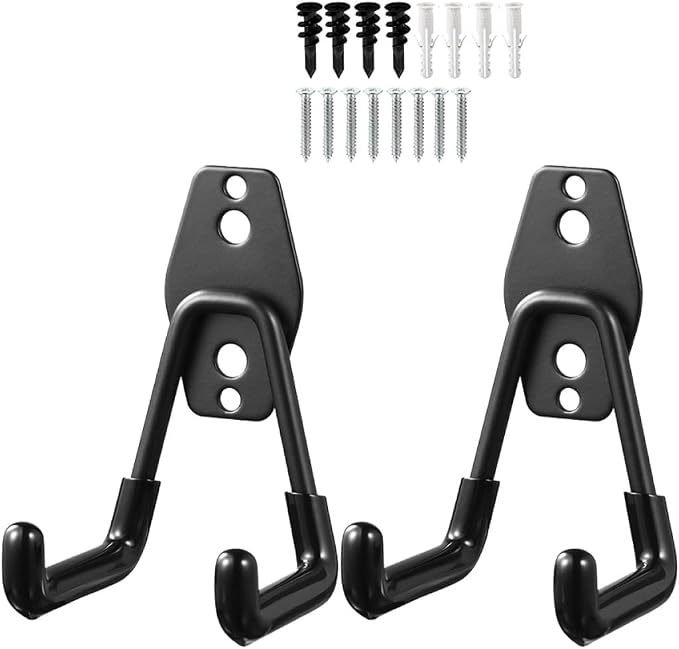 Heavy Duty Metal Wall Hooks 2Pcs Black Utility Garage Storage Hangers by WOONEKY