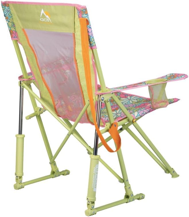 Rocking Camping Chair in Floral with Mesh Back and 250 lb Capacity