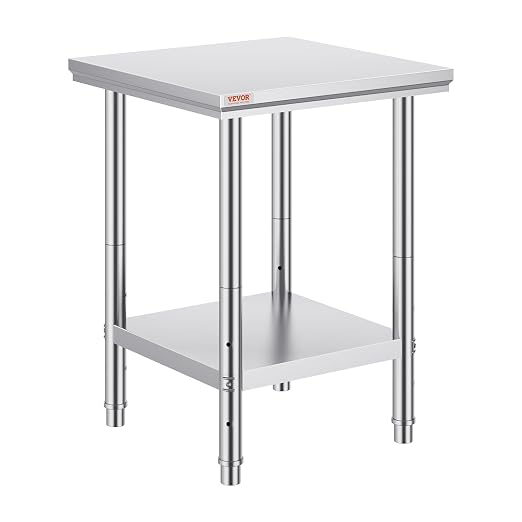 Vevor Stainless Steel 24 x 24 x 32 Inch Commercial Kitchen Prep & Work Table by VEVOR