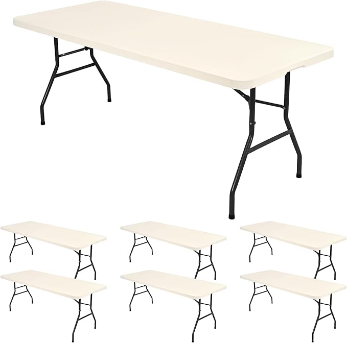 6 Pack Stretch Fabric Table Top Cap Cover, fits 8' Tables, Spandex Table Covers by REWOMC