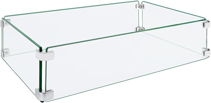 Fire Pit Wind Guard, 23.5"x11.5"x6" Glass Wind Guard by ProtectYourOutdoorProductsforLongerLife