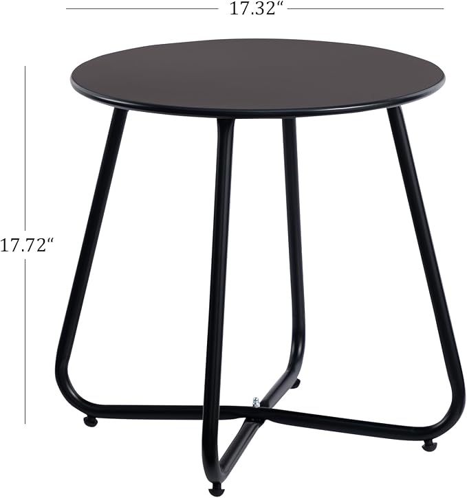 HollyHOME Round Metal Side Table, Rust-Resistant Patio Small Plant Stand - Image 3