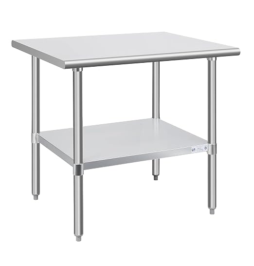 Hally Stainless Steel Table for Prep & Work 30 x 36 Inches, NSF Commercial by HallySinksTablesH