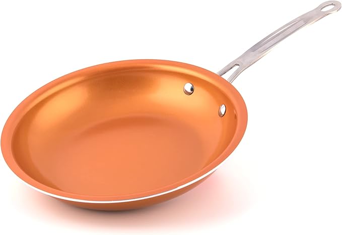 10-Inch Copper Ceramic Nonstick Fry Pan with Aluminum Body