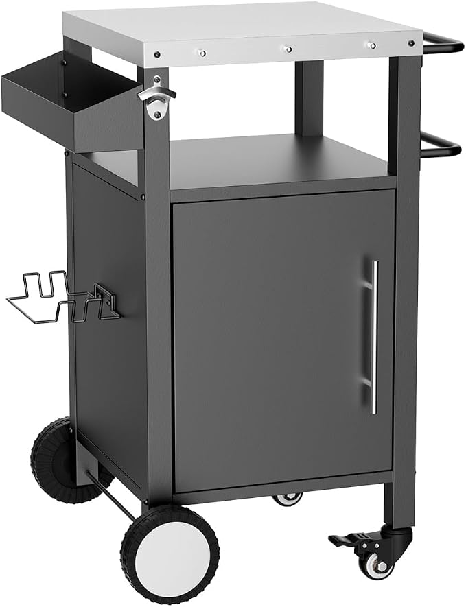 Outdoor Grill Cart with Storage, Stainless Steel Top, Movable Patio Kitchen by Unknown