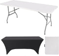 FWTI Deal 6 Feet Foldable Table & Tablecloth Set, Built in Carrying Handle & by FWTIDEAL