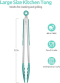 Tongs with Heat-Resistant Silicone Tips, Aqua Sky Stainless Steel