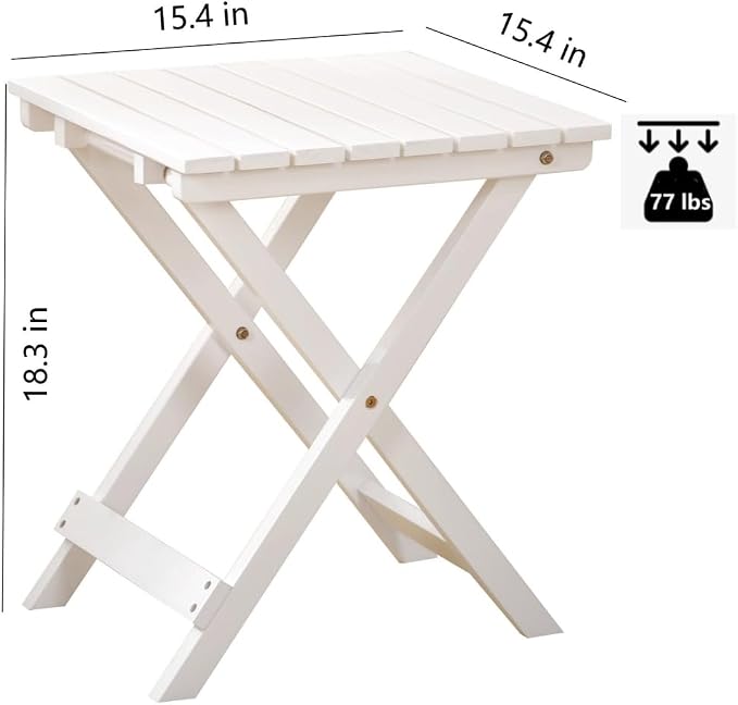 2 Pcs Small Folding Patio Side Table Outdoor Wood Wooden Small End Portable - Image 3