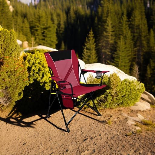 Folding Camping Chairs, Red with Dual Lock and 300 lb Capacity