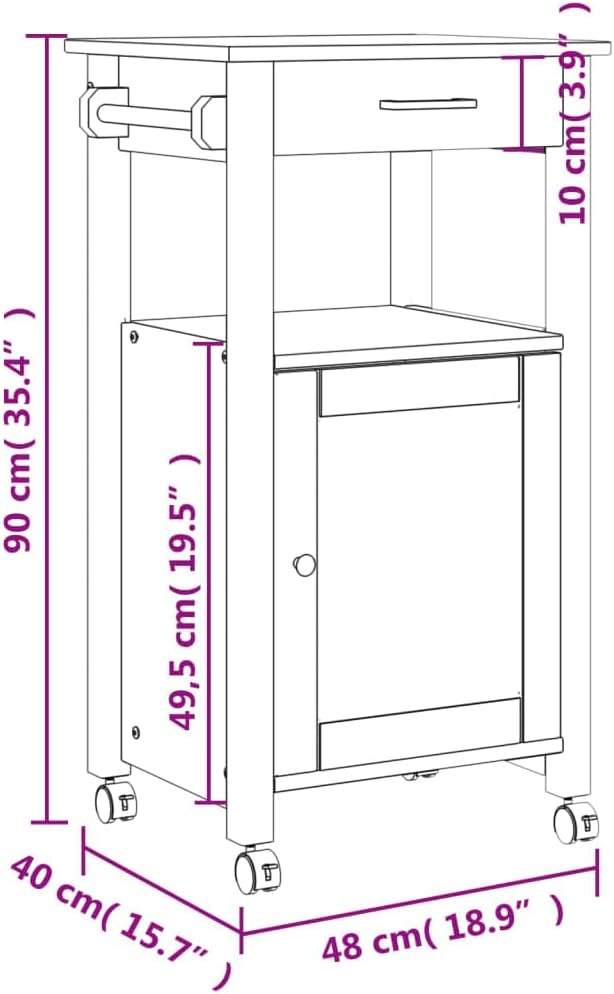 Kitchen Trolley Monza Rolling Kitchen Island Cart - Image 4