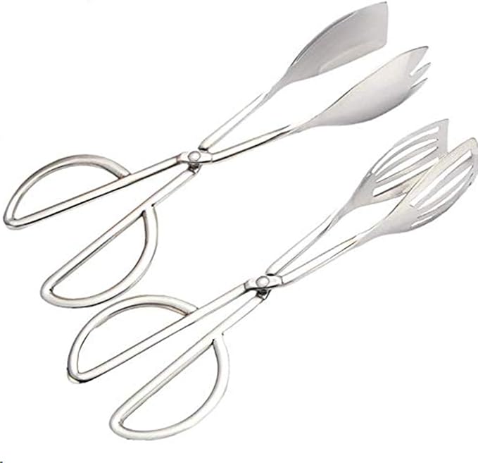 Buffet Tongs, 10.3-Inch Stainless Steel Serving Tongs, Silver, Set of 2