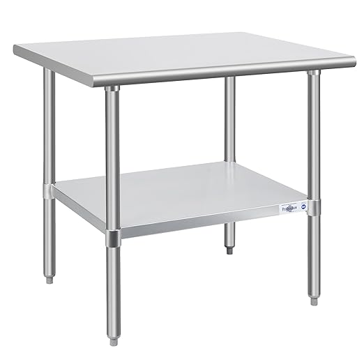 Profeeshaw Stainless Steel Prep Table 36x30 Inch NSF Commercial Work Table by Profeeshaw