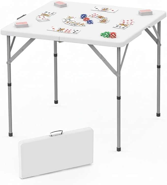 HLPB 34'' Square Folding Card Table, Fold-in-Half Portable Dining Table - Image 3