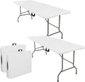 Set of 2 Folding Tables with Carrying Handle Heavy Duty Rectangular Portable by JALANCY