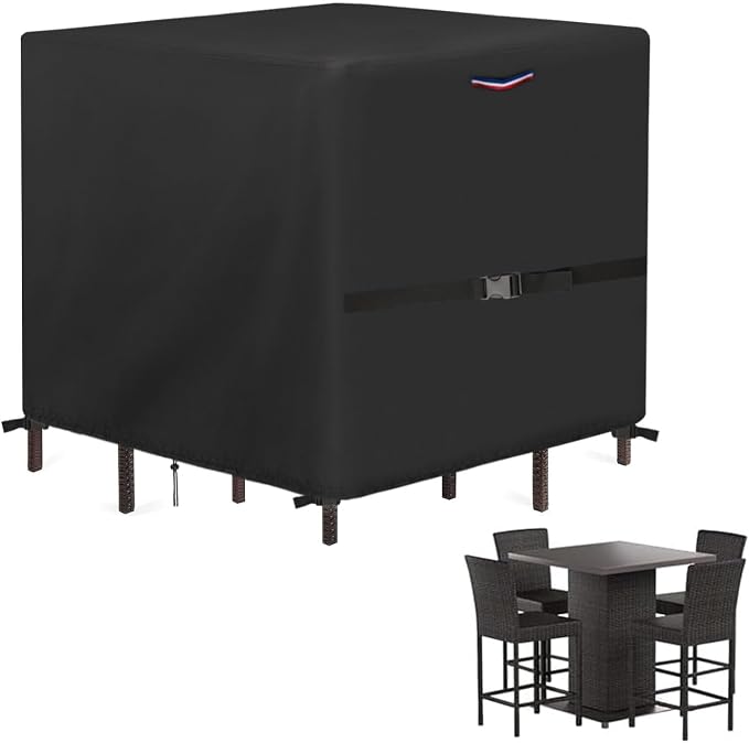 Outdoor Dining Table Cover, Waterproof Outdoor Patio Table Cover Patio Bar Set by Yourpatiocoverexpert
