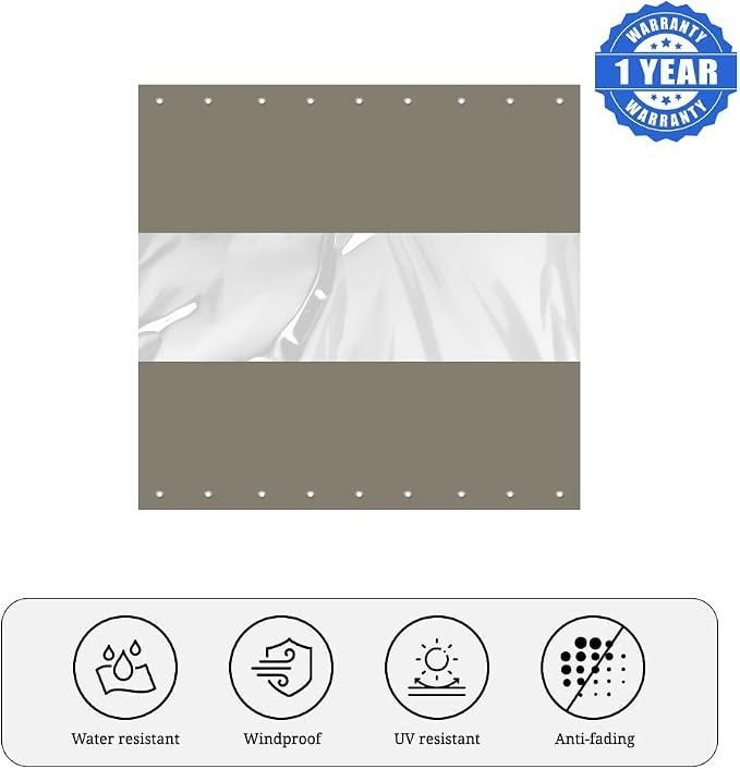 Covers & all Outdoor Clear Panel Curtain, 12 oz Vinyl Outdor Curtains - Image 3