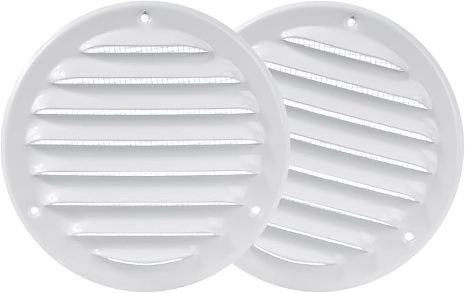Repa Market 2-Pack 4 Inch Round Air Vent Cover/White Galvanized Steel Louvered by RepaMarket